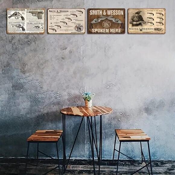 Tin Sign • Vintage Pistols • Liberty and Melior Automatics •The Baby Revolver - Picture 4 of 10